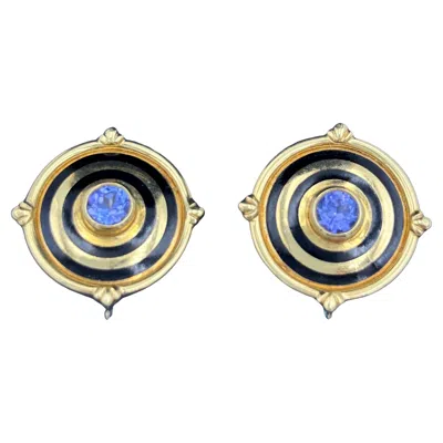Pre-owned Theo Fennell 1980s  18k Gold And Tanzanite Earrings In Multi