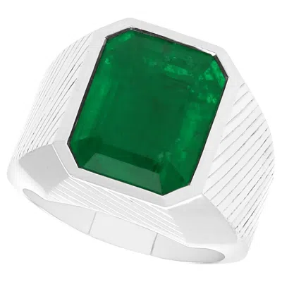 Pre-owned Theo Fennell Contemporary 7.73 Carat Emerald And 18 Karat White Gold Cocktail Ring (2016)