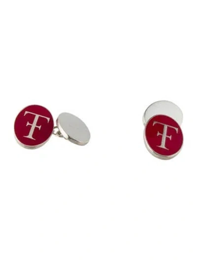 Pre-owned Theo Fennell Enamel Tf Pink Oval Cufflinks In Multi