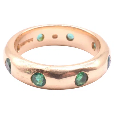 Pre-owned Theo Fennell Hm London 1993 18k Emerald Set  Gold Band Ring In Green