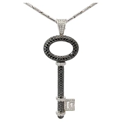 Pre-owned Theo Fennell Large Diamond Key Pendant Necklace 18k White Gold