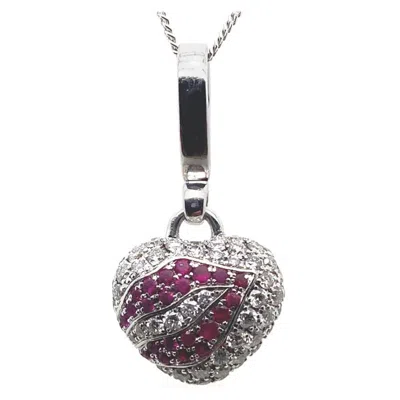 Pre-owned Theo Fennell Vintage  Diamond Ruby Heart Lips Charm 18 Karat White Gold