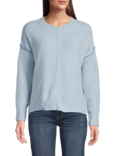 Theo & Spence Women's Mockneck Ribbed Sweater In Blue Dark