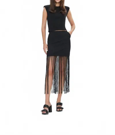 Theo The Label Aphrodite Fringe Layered Mini Skirt In Black