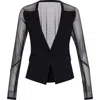 Theo The Label Women's Black Aphrodite Mesh Sleeve Knit Jacket In Black