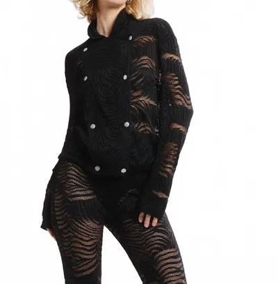 THEO THE LABEL ARTEMIS FERN LACE BOMBER JACKET IN BLACK