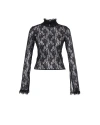 Theo The Label Artemis Lace Mockneck Top In Black