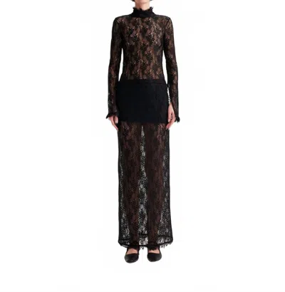 Theo The Label Artemis Lace Mockneck Top In Black