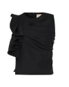 Theo The Label Women's Atlas Bow Scuba Top - Black In Black