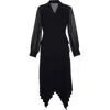 Theo The Label Atlas Crepe And Chiffon Pleated Dress In Black