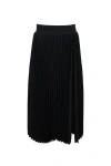 Theo The Label Atlas Pleated High Slit Skirt In Black
