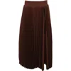 Theo The Label Atlas Pleated High Slit Skirt In Blue