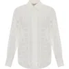 Theo The Label Atropos Windowpane Lace Banker Shirt In Ivory
