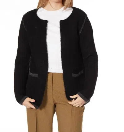 Theo The Label Collarless Sweater Blazer In Black