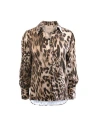 Theo The Label Danae Leopard Print Henley Shirt In Animal Print