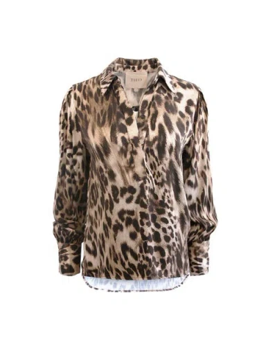 THEO THE LABEL THEO THE LABEL DANAE LEOPARD PRINT HENLEY SHIRT