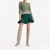 Theo The Label Daphne Scallop Flounce Skirt In Arctic Moss In Multi
