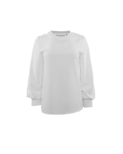 Theo The Label Dione Pleated Neck Top In White