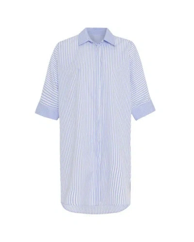 Theo The Label Echo Back Button Dolman Dress In Sky Blue