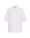 Theo The Label Women's Echo Back Button Dolman Shirt - White / Sand In White/sand