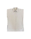 Theo The Label Echo Back Button Sleeveless Shirt In Sand