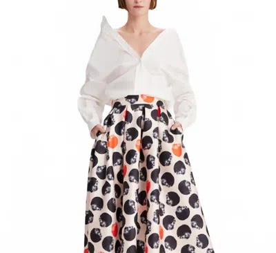 Theo The Label Echo Band Collar Button Down Shirt In White In Multi