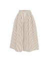 Theo The Label Echo Box Pleat Striped Midi Skirt In Sand