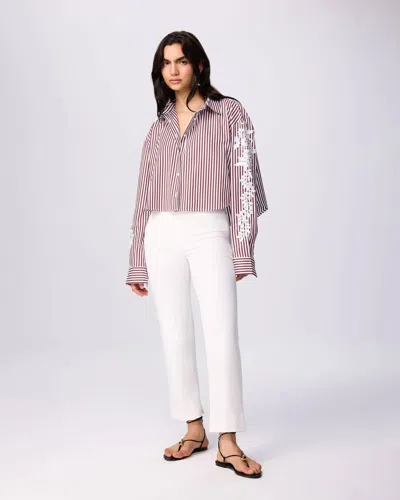 Theo The Label Echo Cropped Embroidered Stripe Shirt In Cosmic In Multi