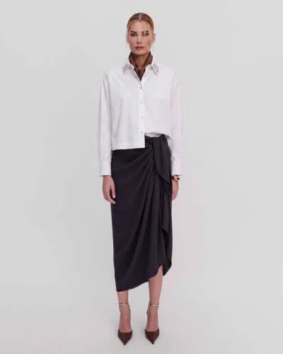 Theo The Label Echo Crystal Collar Shirt In White