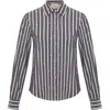 Theo The Label Echo Mix Stripe Pearly Shirt In Gray