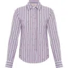 Theo The Label Echo Mix Stripe Pearly Shirt In Purple