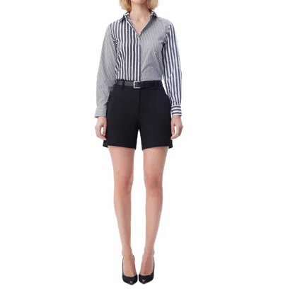 Theo The Label Echo Mix Stripe Pearly Shirt In Black/crystal In Multi