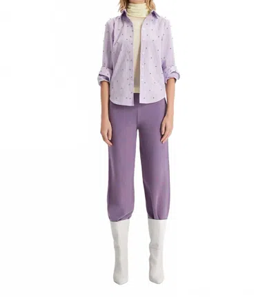Theo The Label Echo Mix Stripe Pearly Shirt In Mauve Grey In Multi