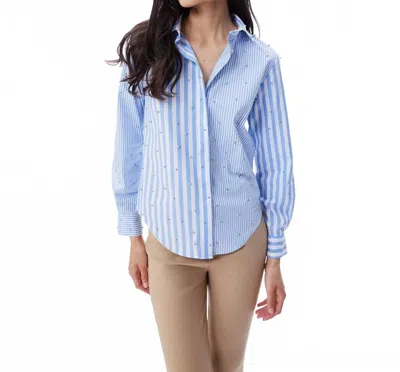 Theo The Label Echo Mix Stripe Pearly Shirt In Palace/silver In Multi