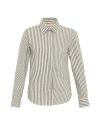 Theo The Label Women's Neutrals Echo Mix Stripe Pearly Shirt - Khaki / Gold In Khaki/gold