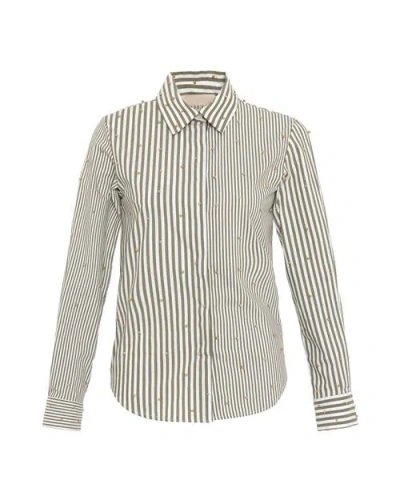 THEO THE LABEL THEO THE LABEL ECHO MIX STRIPE PEARLY SHIRT