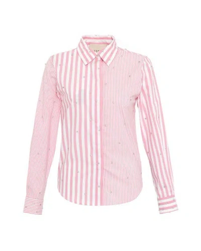 Theo The Label Echo Mix Stripe Pearly Shirt In Lantana/crystal