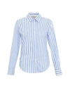 Theo The Label Women's Blue Echo Mix Stripe Pearly Shirt - Palace / Silver In Palace/silver