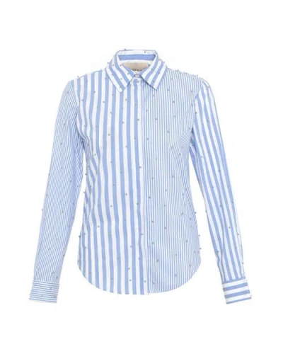 THEO THE LABEL THEO THE LABEL ECHO MIX STRIPE PEARLY SHIRT