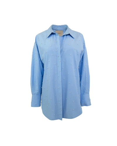 Theo The Label Echo Pearly Shirt In Blue