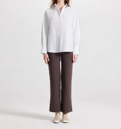 Theo The Label Echo Print Back Banker Shirt In White/leopard