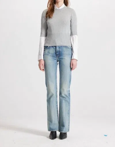 Theo The Label Echo Ruched Sleeve Shirt In White
