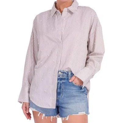 Theo The Label Echo Shirt In Sand/pearl In Pink