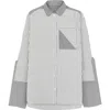 Theo The Label Echo Side Button Boyfriend Stripe Shirt In Black