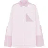 Theo The Label Echo Side Button Boyfriend Stripe Shirt In Multi