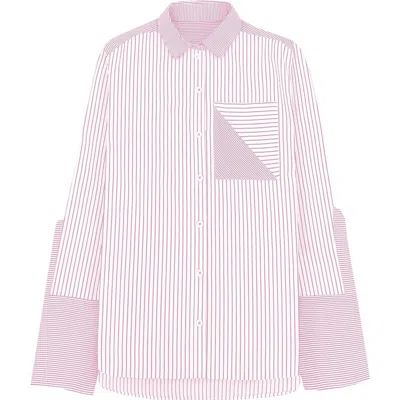 THEO THE LABEL THEO THE LABEL ECHO SIDE BUTTON BOYFRIEND STRIPE SHIRT