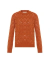 Theo The Label Ersa Pointelle Argyle Pullover In Orange