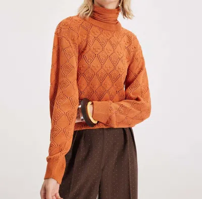 Theo The Label Ersa Pointelle Argyle Pullover In Amber Sky In Multi