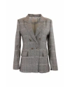 Theo The Label Eudora Split Sleeve Sequined Prince Of Wales Jacket In Gray