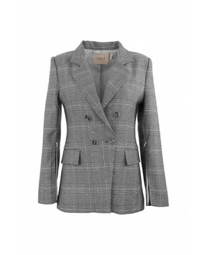 THEO THE LABEL THEO THE LABEL EUDORA SPLIT SLEEVE SEQUINED PRINCE OF WALES JACKET